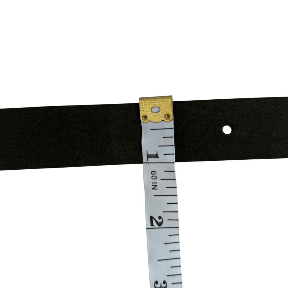 Caroll‎ Dark Green Suede Leather Western Belt Brass Gold Shell Buckle 44" Length - Picture 7 of 7